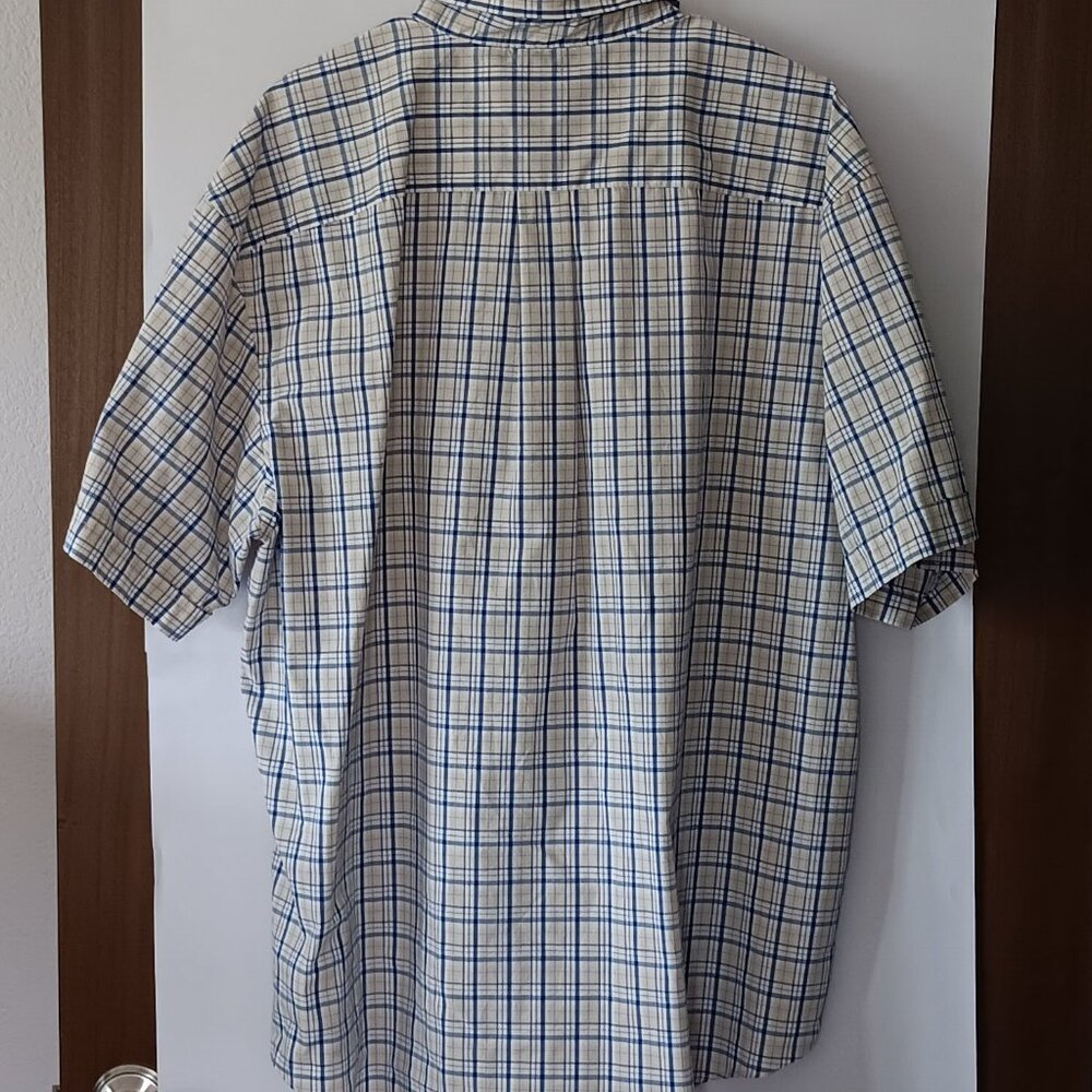 ARROW White and Blue Plaid Short Sleeved Button Down Shirt Size XXL - Picture 5 of 10